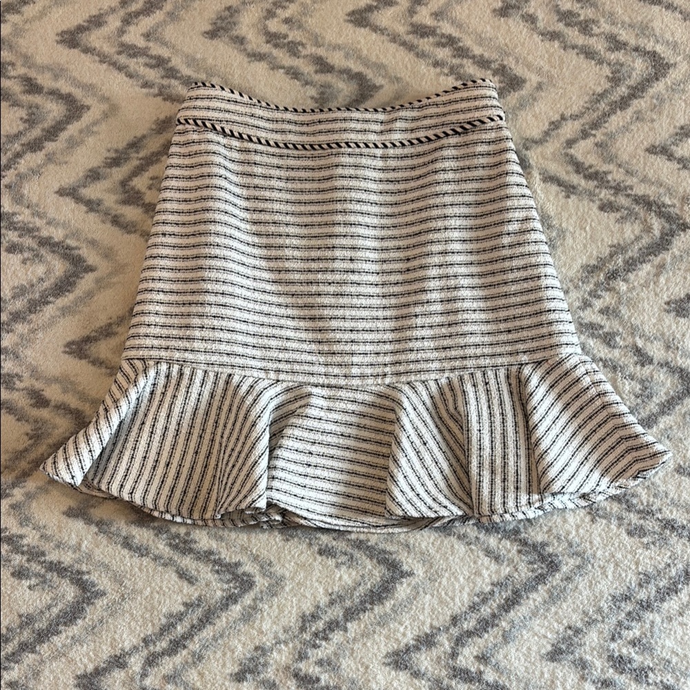 Veronica Beard Black and White Mini Ruffled Skirt